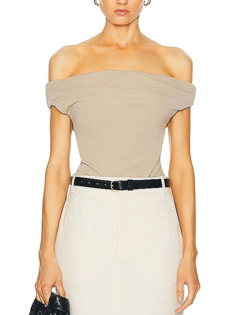 L'academie Draped Beige Fio Top Size M